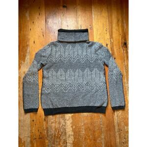 Super Soft Inhabit Merino Wool Turtleneck Sweater, Women’s M Grey/Gray Geometric